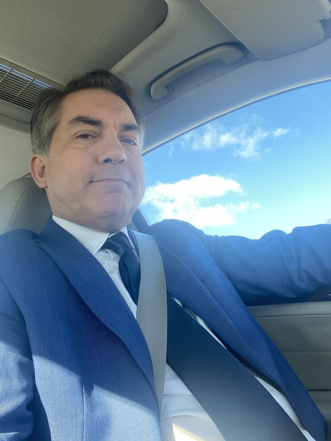 Customer photo review of Solid Silk Tie - Navy