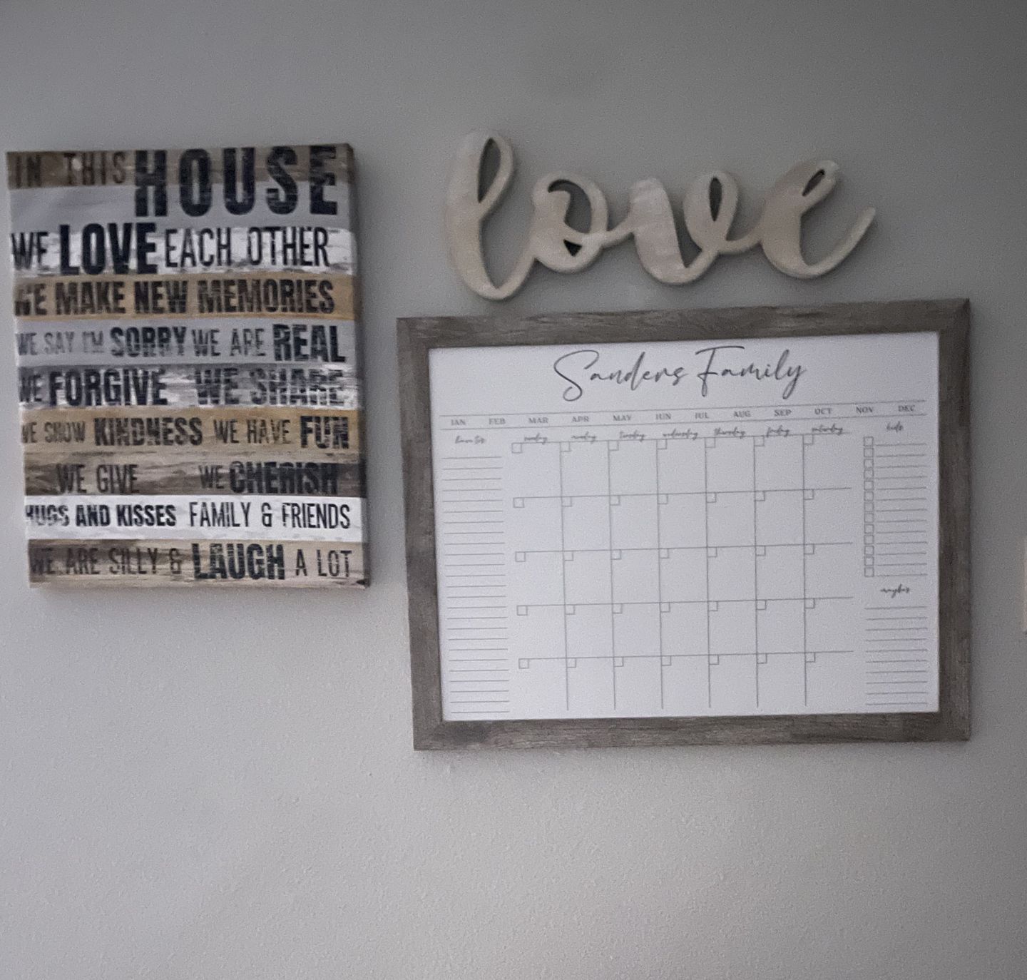 Customer photo review of Monthly Horizontal Whiteboard + 3 custom boxes | Pennington Style
