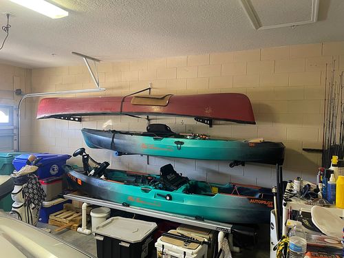 Customer photo review of Wall Mounted Kayak Rack - Made in USA