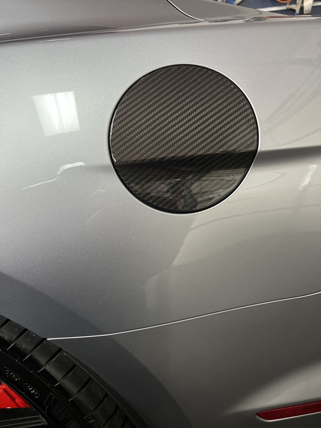 Customer photo review of Real Carbon Fiber Gas Cap Cover For Ford Mustang 2015-2022