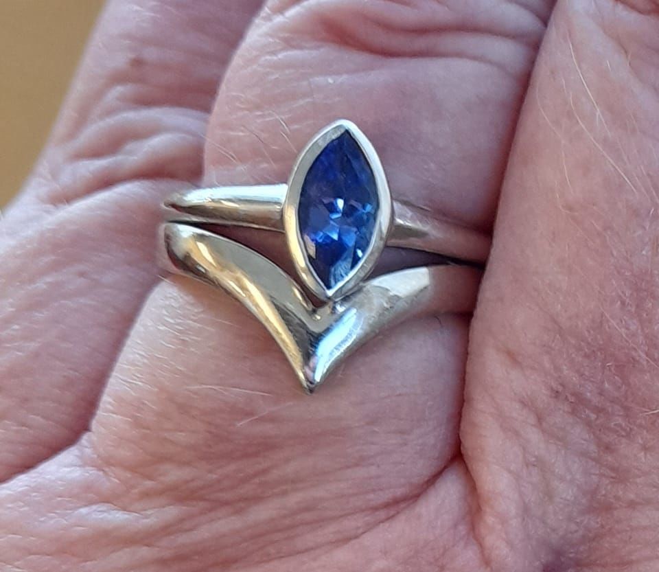 Customer photo review of Surf Moon Ring with Tanzanite