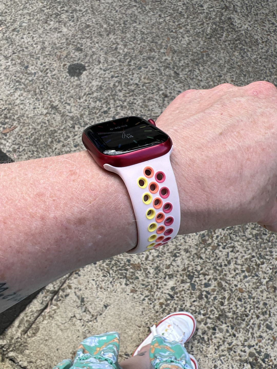 Customer photo review of Breath pride rainbow sport soft silicone Apple watch band