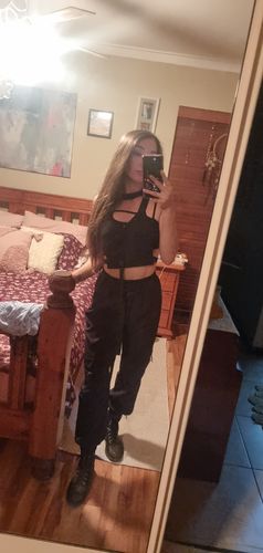 Customer photo review of NEV Techwear Personalized Buckle Belted Overalls