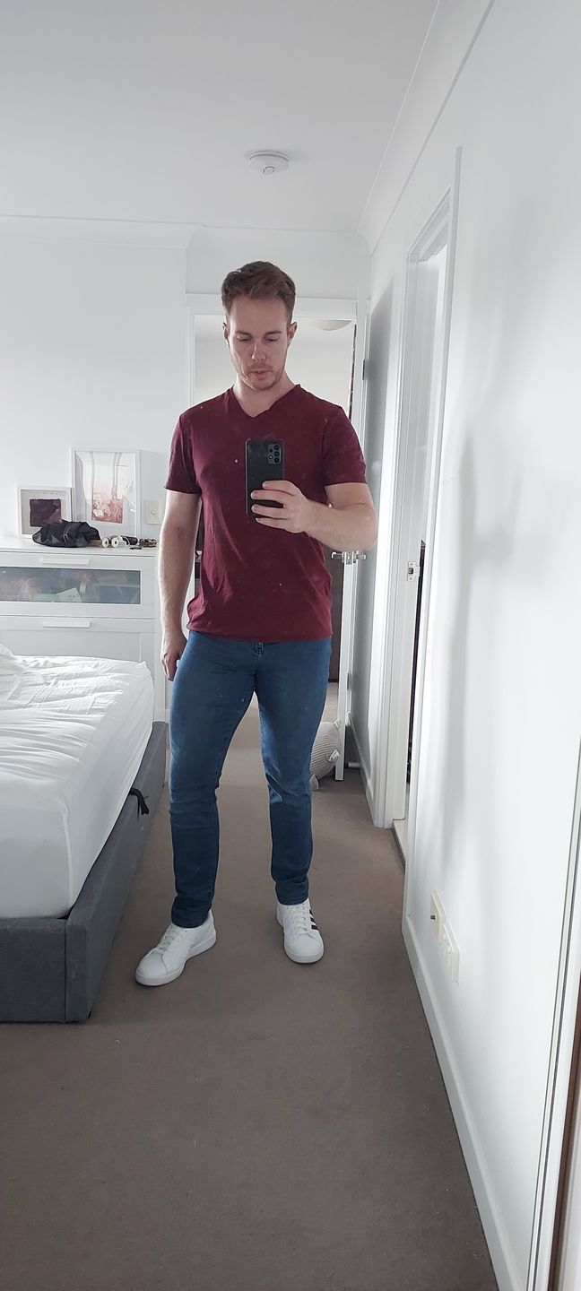 Customer photo review of Active Tapered Slim Fit Jeans - Indigo