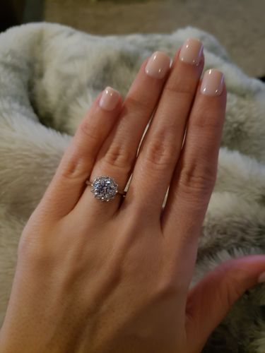 Customer photo review of Halo CZ Ring in Sterling Silver
