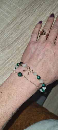 Customer photo review of Bracelet anti-douleur en malachite et pierre de lune | Or fin