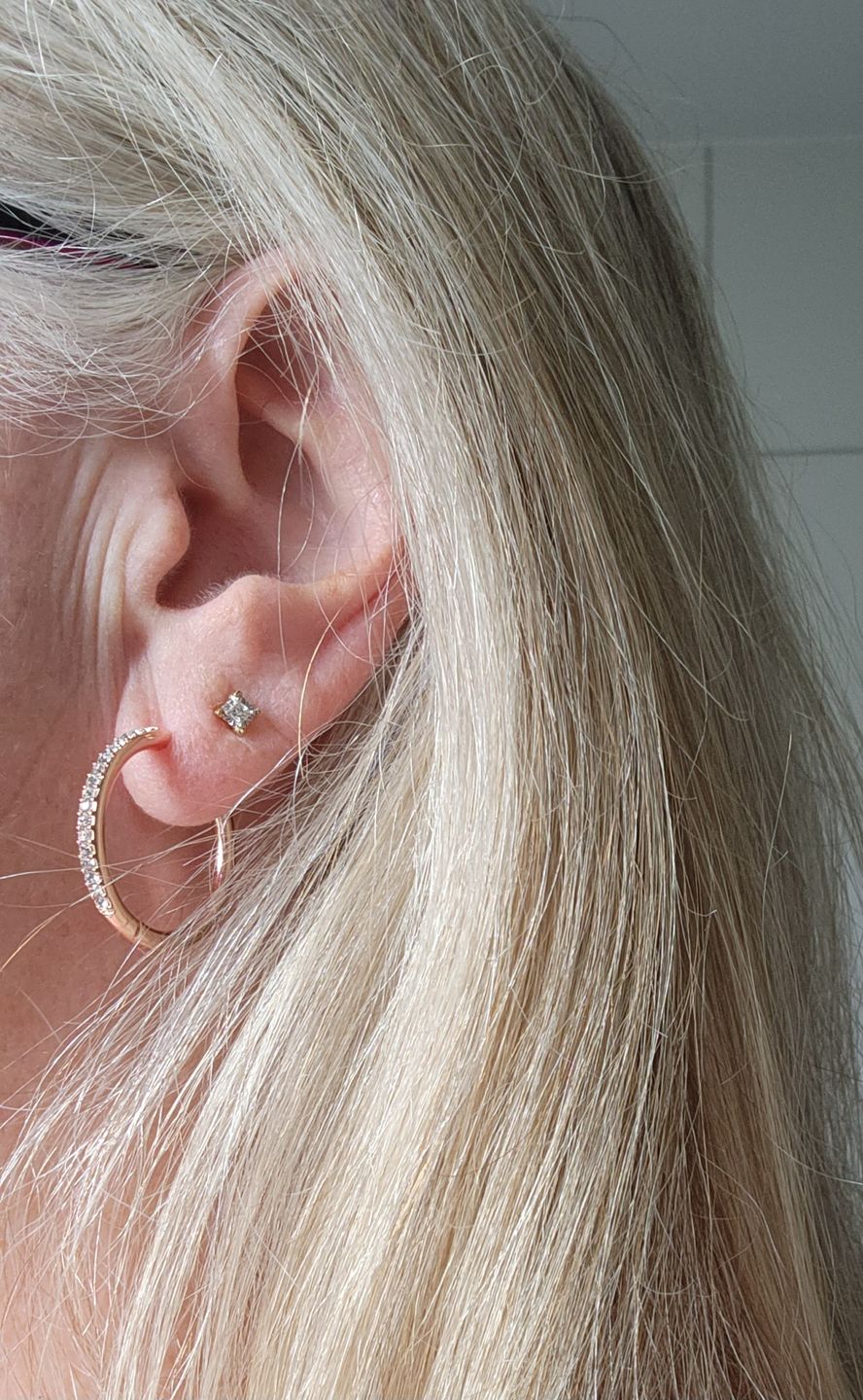 Customer photo review of Encrusted Hoop Earrings Embellished with Swarovski crystals