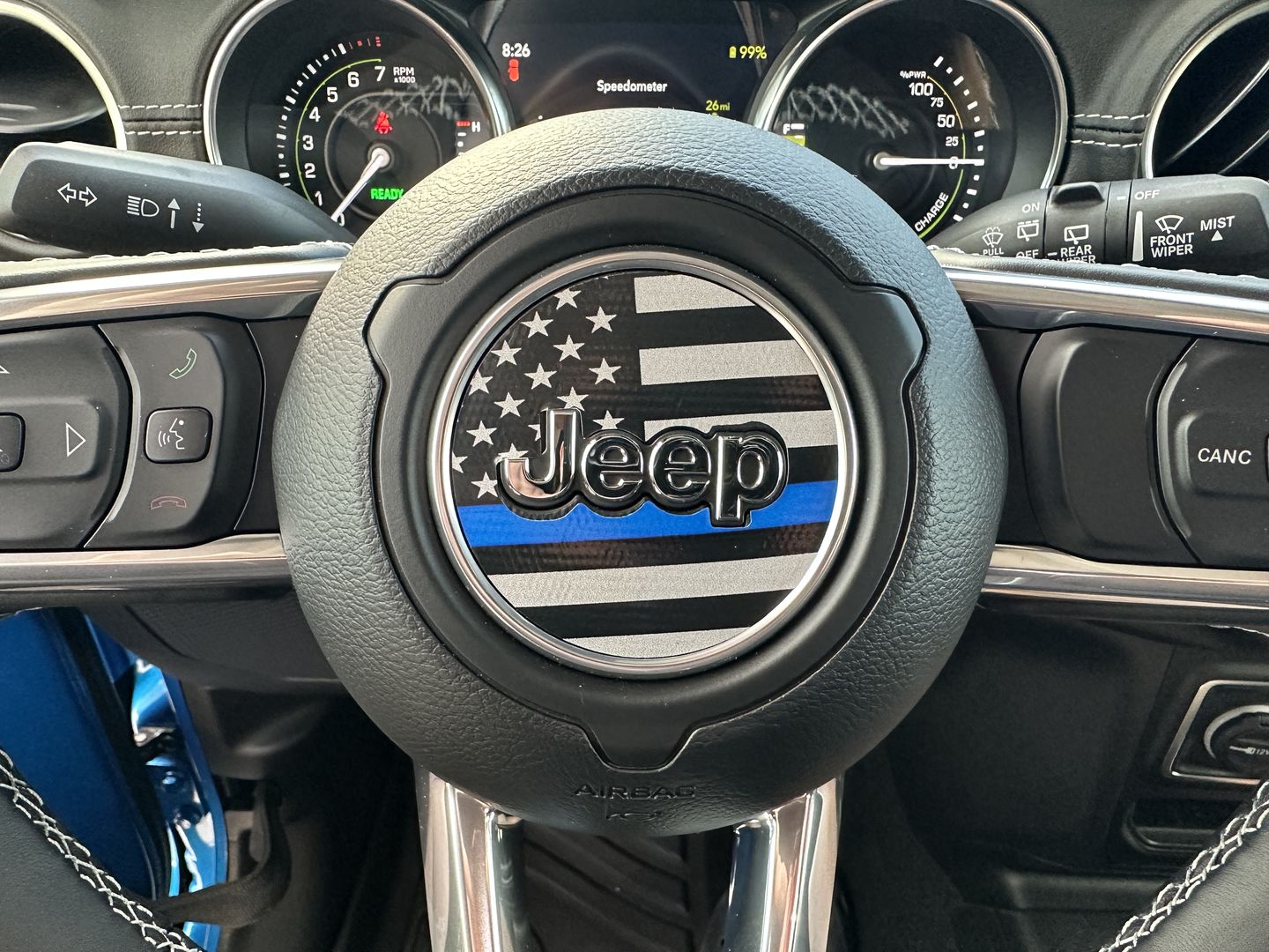 Customer photo review of First Responder Flag Steering Wheel Decal for Jeep
