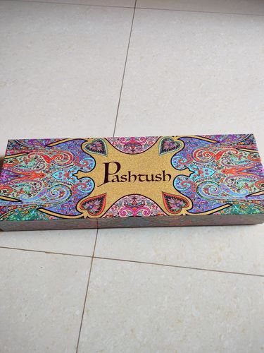 Customer photo review of Pashtush mens faux pashmina stole, aztec jamawar design, Beige