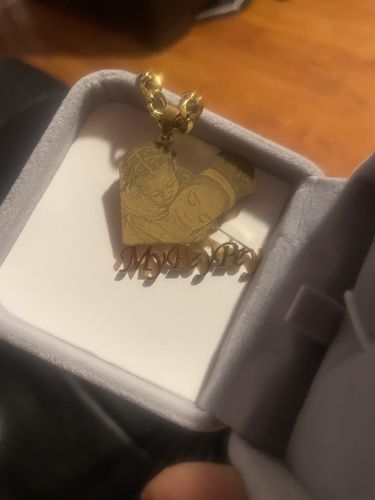 Customer photo review of Lovers Charm™ 18K Custom Engraved Necklace