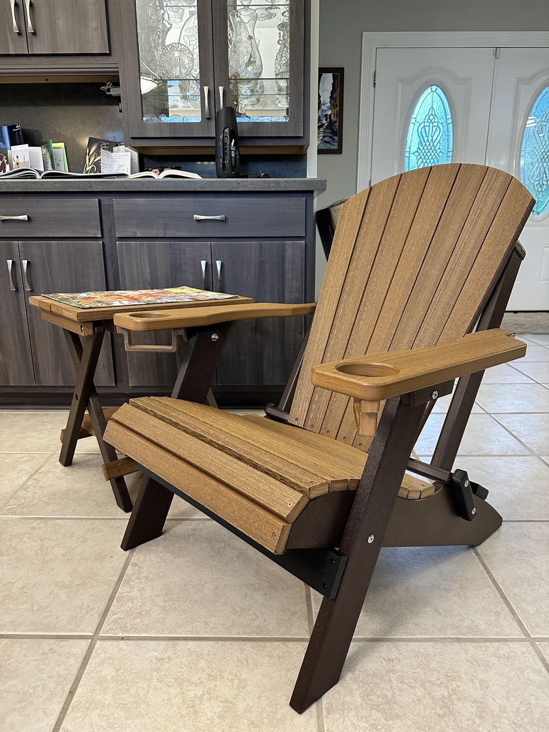 Customer photo review of DuraWeather Poly&reg; Folding Deluxe End Table w/ Removable Tray - (21"L x 14"W x  21"H inches) Ships Fully Assembled