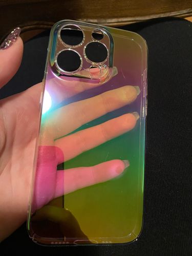 Customer photo review of Luxury Rainbow Laser Aurora iPhone Case