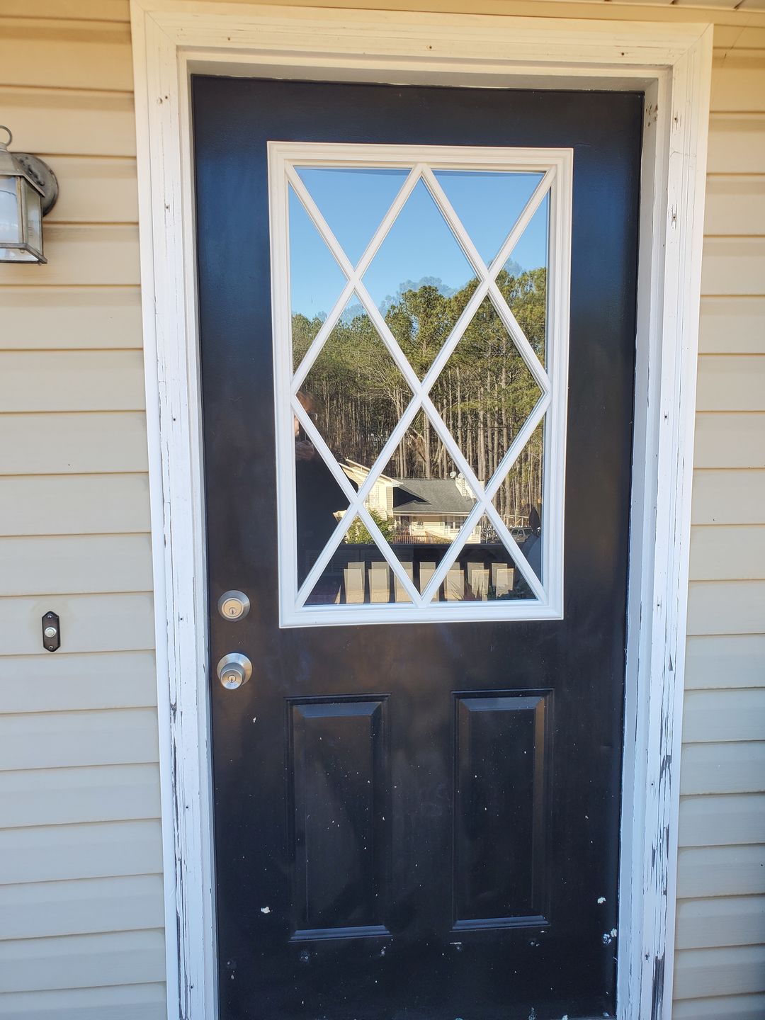 Customer photo review of Clear Diamond Grid Glass and Frame Kit (Half Lite 24" x 38" Frame Size)