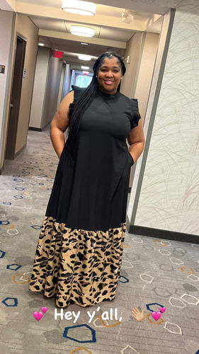 Customer photo review of Sexy Plus Size Panelled Leopard Print Dress