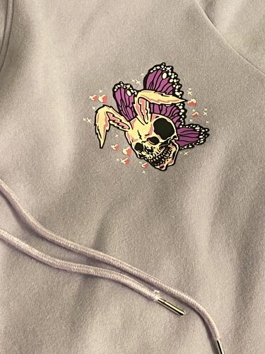 Customer photo review of Praying Butterfly Hoodie (LAVENDER SATIN LINED HOOD)