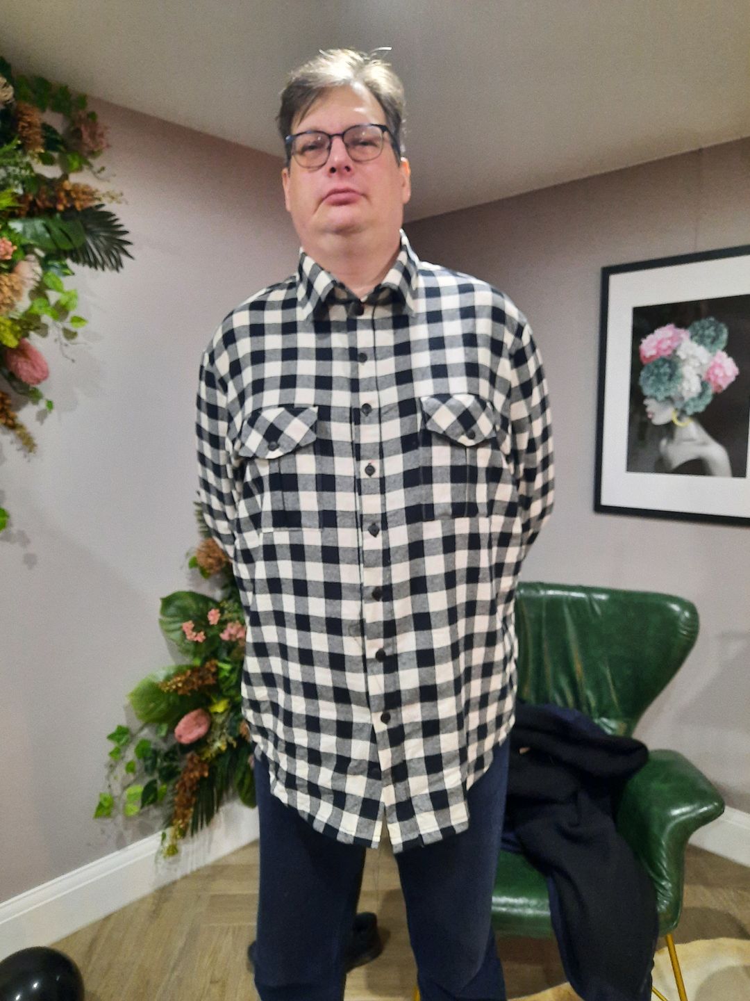 Customer photo review of Black and Cream Checkered Brushed Cotton Fabric