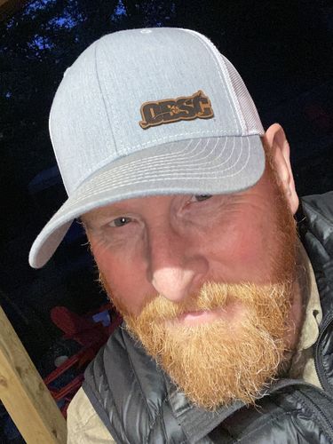 Customer photo review of Custom Leather Patch Trucker Hat - Richardson 112