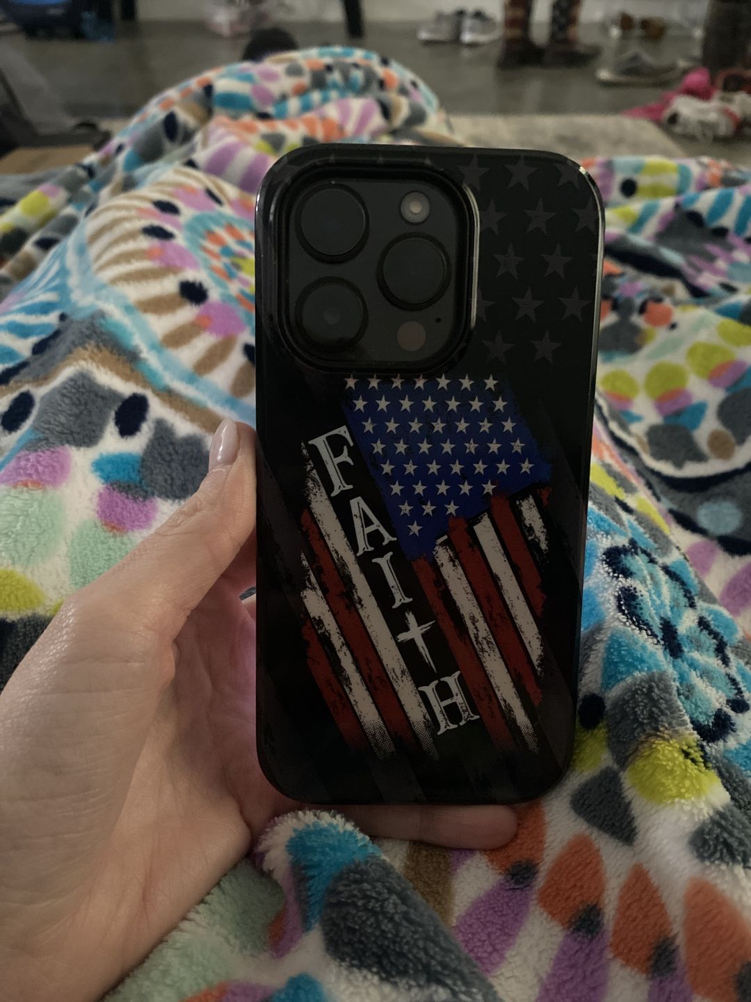 Customer photo review of Faith American Flag phone case