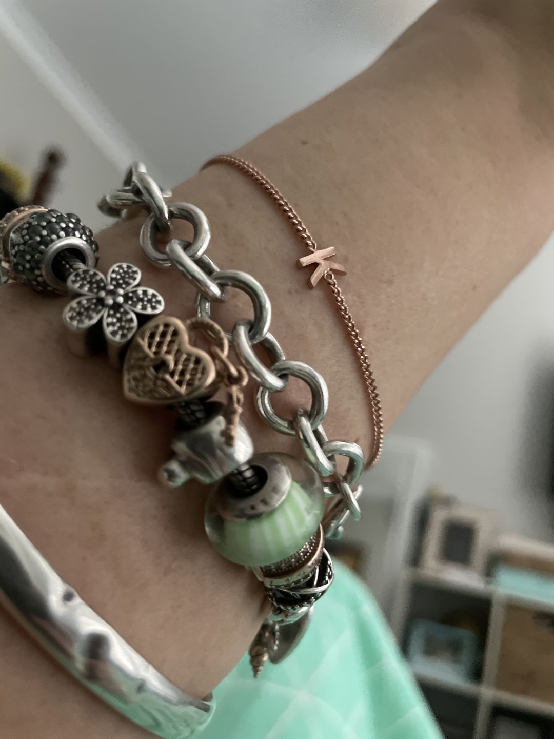 Customer photo review of The Original Single Initial Letter Bracelet