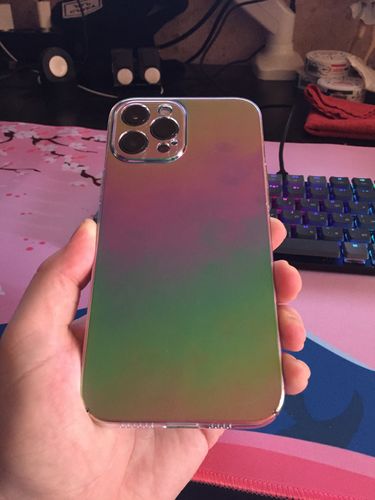 Customer photo review of Luxury Rainbow Laser Aurora iPhone Case