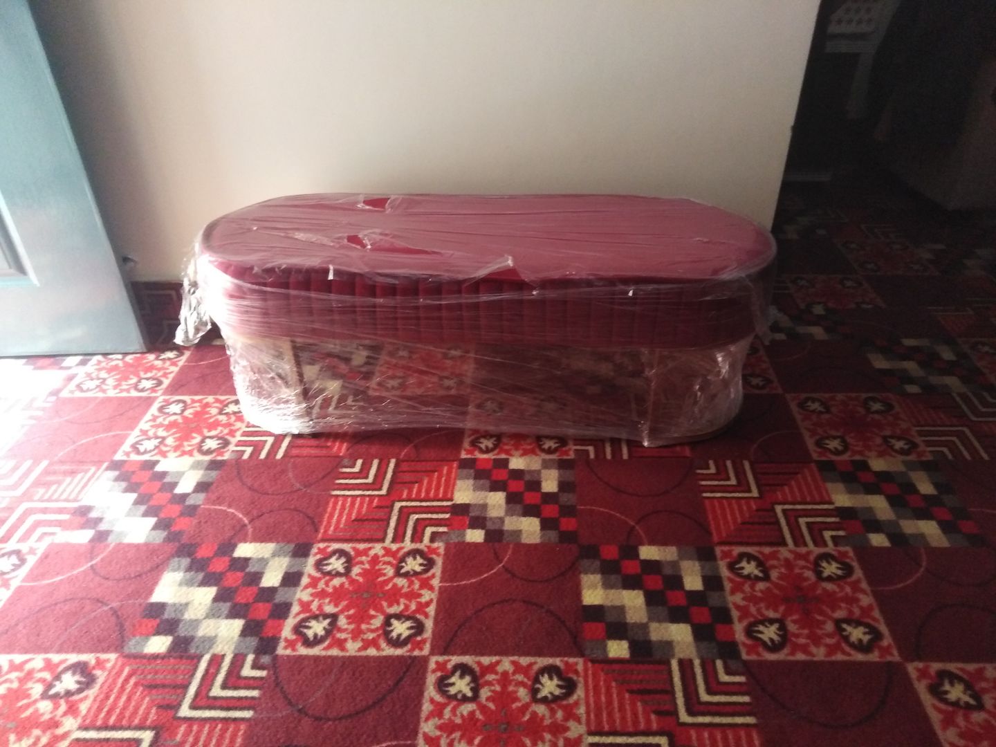 Customer photo review of 3 Seater Luxury Wooden Stool With Steel Stand -478