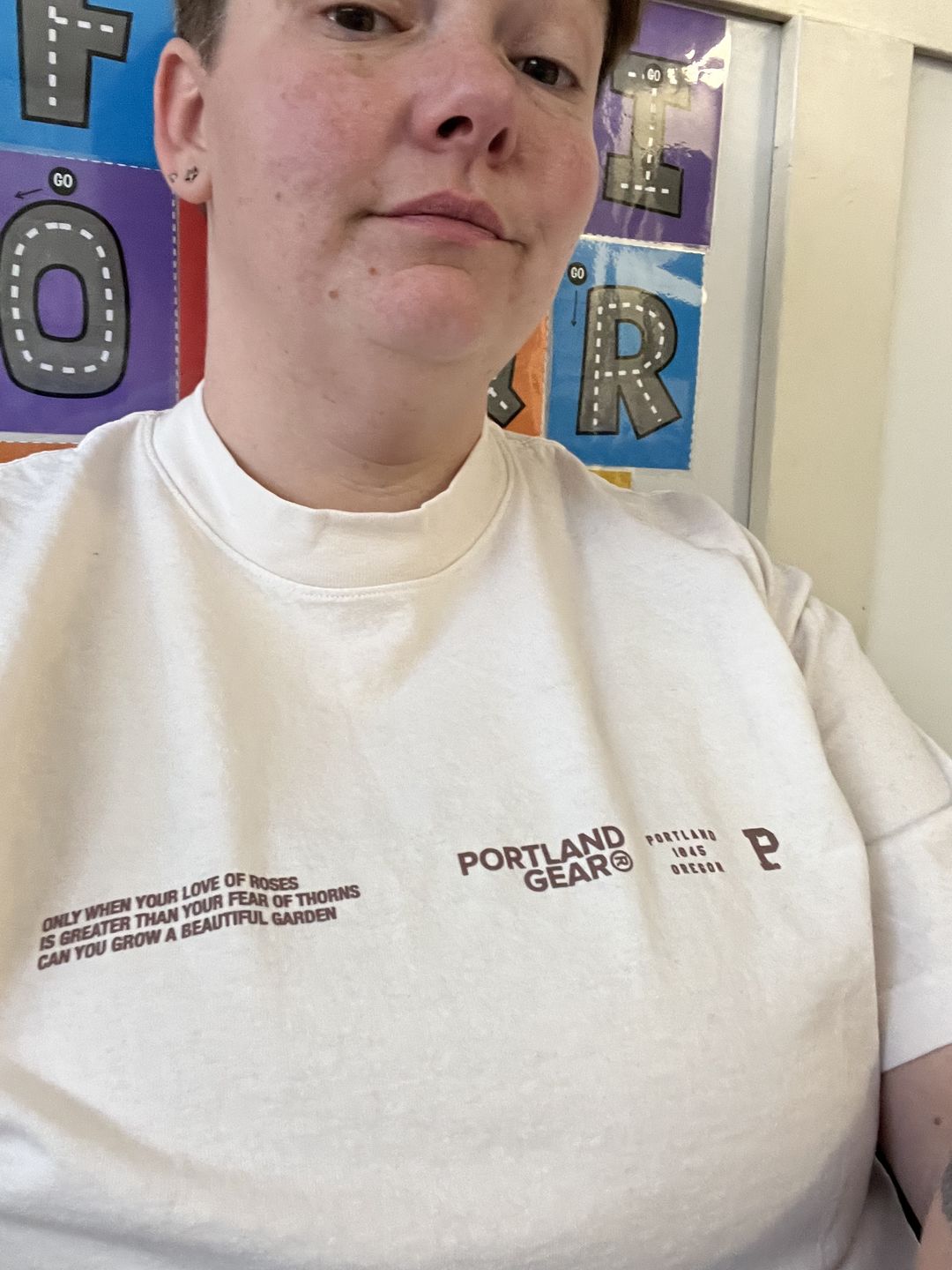 Customer photo review of All-American Slogan Tee - Cream