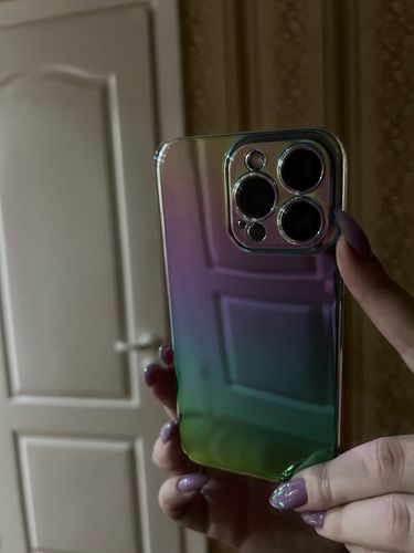 Customer photo review of Luxury Rainbow Laser Aurora iPhone Case