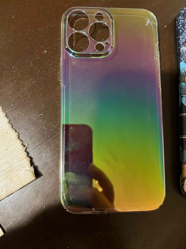 Customer photo review of Luxury Rainbow Laser Aurora iPhone Case