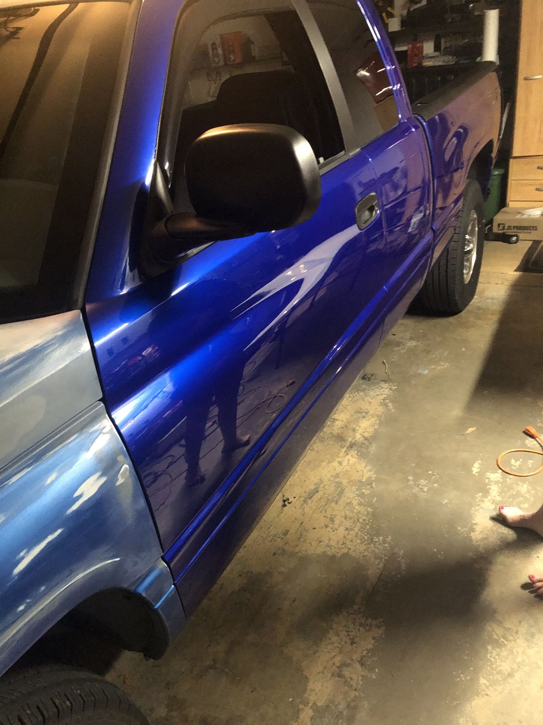 Customer photo review of Glossy Metallic Pearl Blue Vinyl Wrap