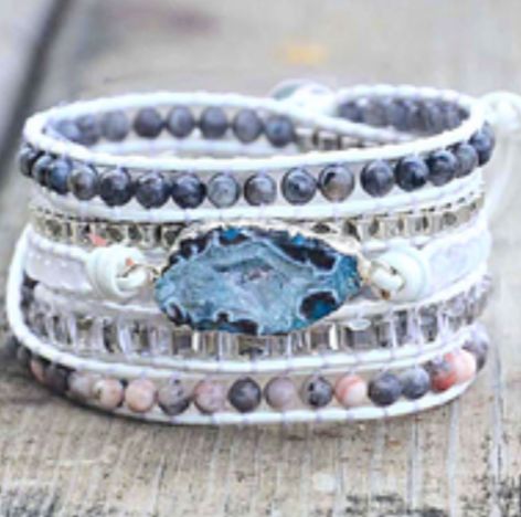 Customer photo review of Magical White Labradorite & Druzy Bracelet