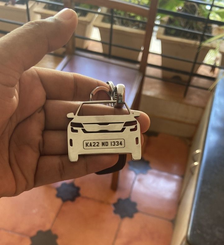 Customer photo review of Personalised Number Plate Car Keychain