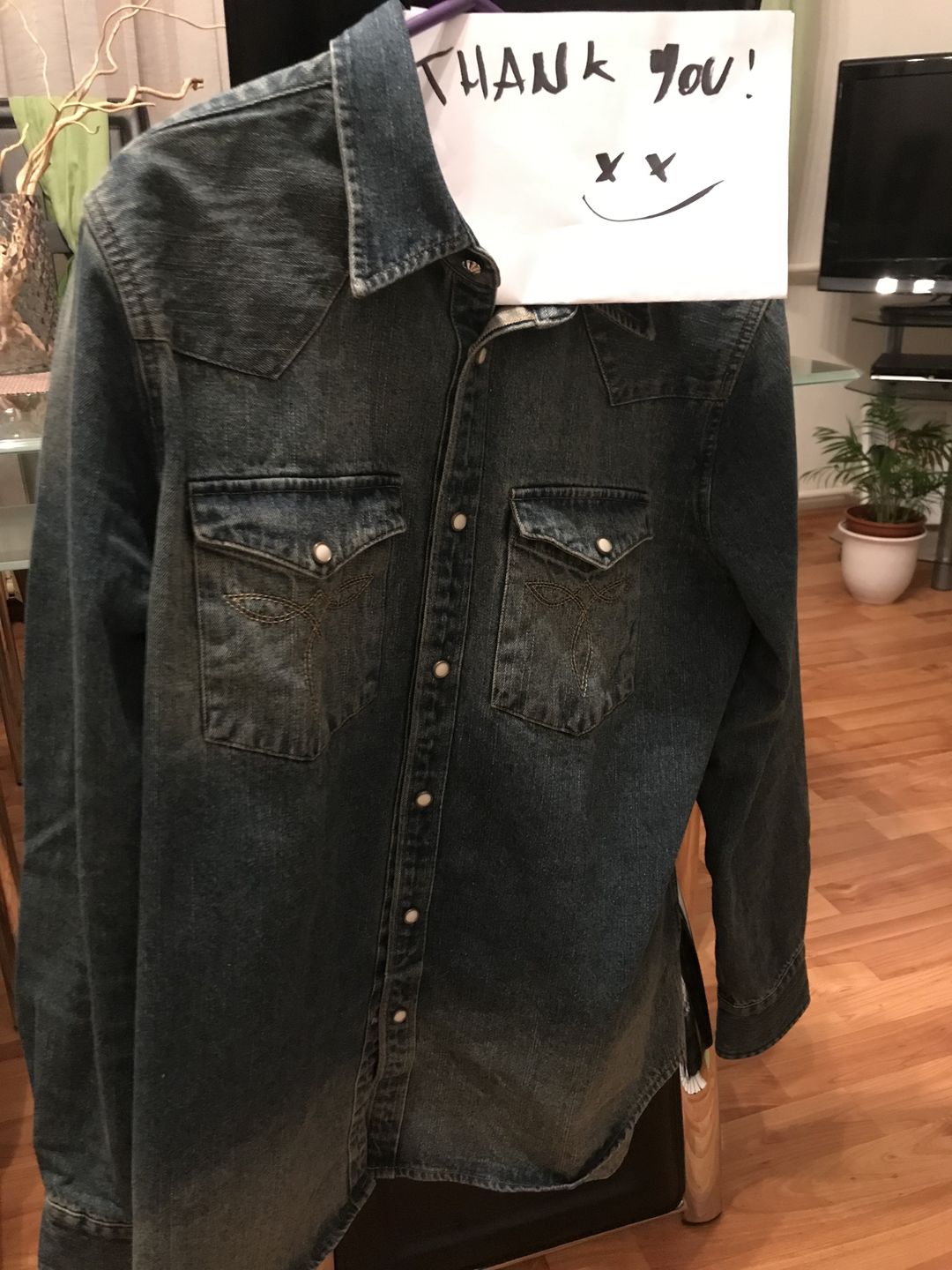 Customer photo review of 1950s Slub Denim Western Shirt