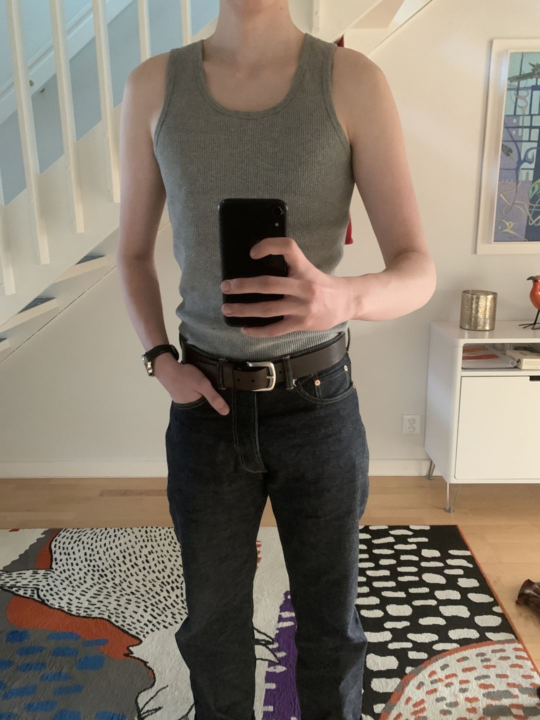 Customer photo review of 10.5 oz Cotton Tank Top - Gray