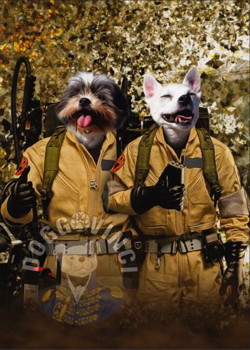 Customer photo review of 'Dog Busters' Personalized 2 Pet Canvas