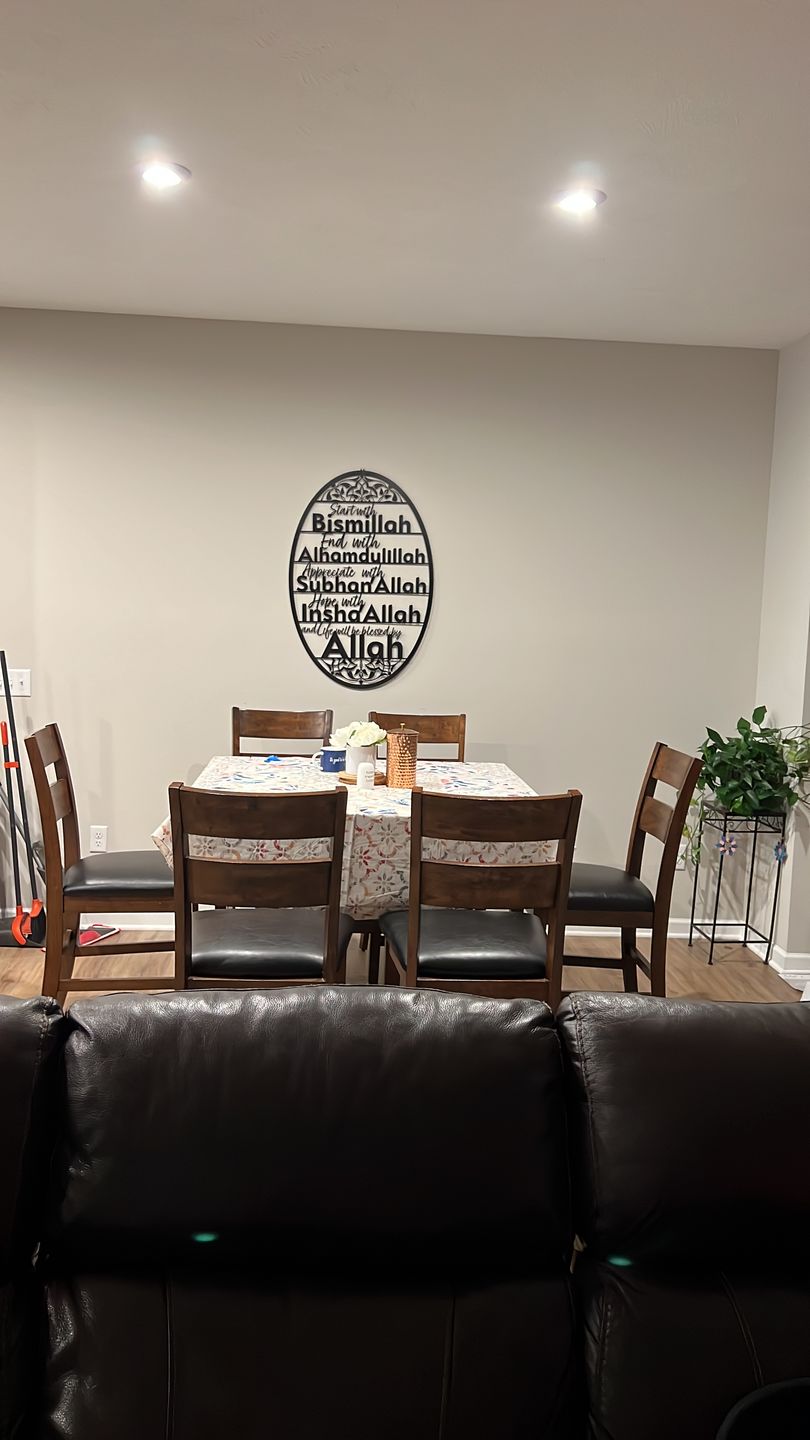 Customer photo review of Start with Bismillah End with Alhamdulillah Appreciate SubhanAllah Hope with InshAllah life Will be Blessed by Allah Metal Islamic Wall Art