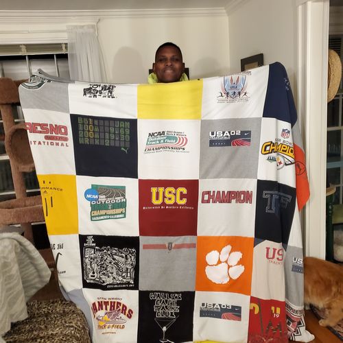 T-shirt quilt featuring panthers by Debra from MA