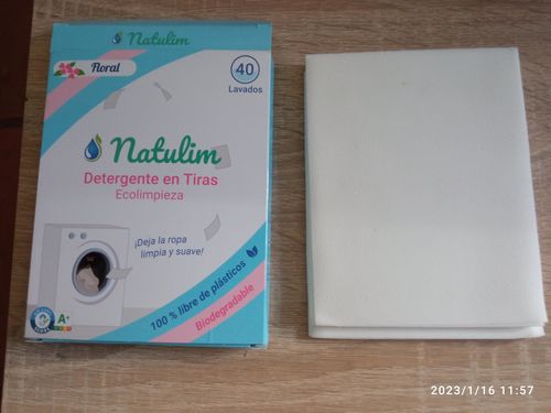 Customer photo review of Eco-Tiras de Detergente 40 lavados Natulim