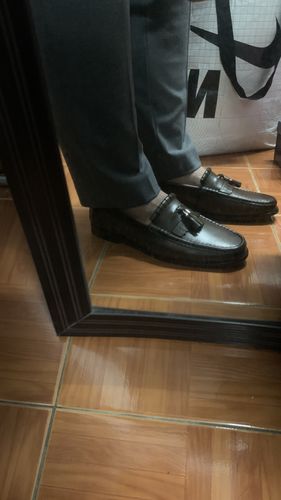 Customer photo review of Fringe Classic Loafer - Cognac Tan with Tassel (Hand Painted Patina)