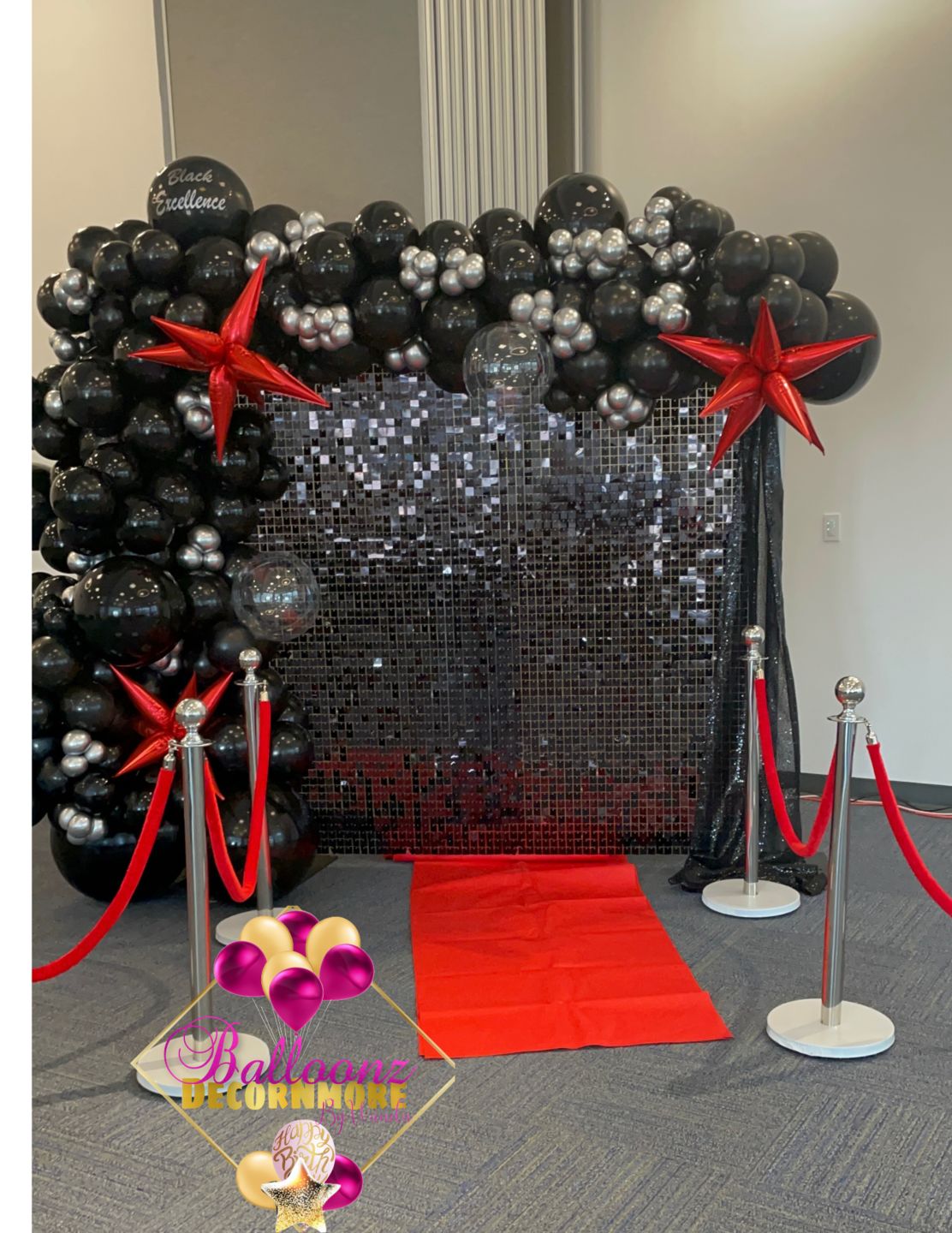 Customer photo review of Black Shimmer Wall Panels – Easy Setup Wedding/Event/Theme Party Decorations