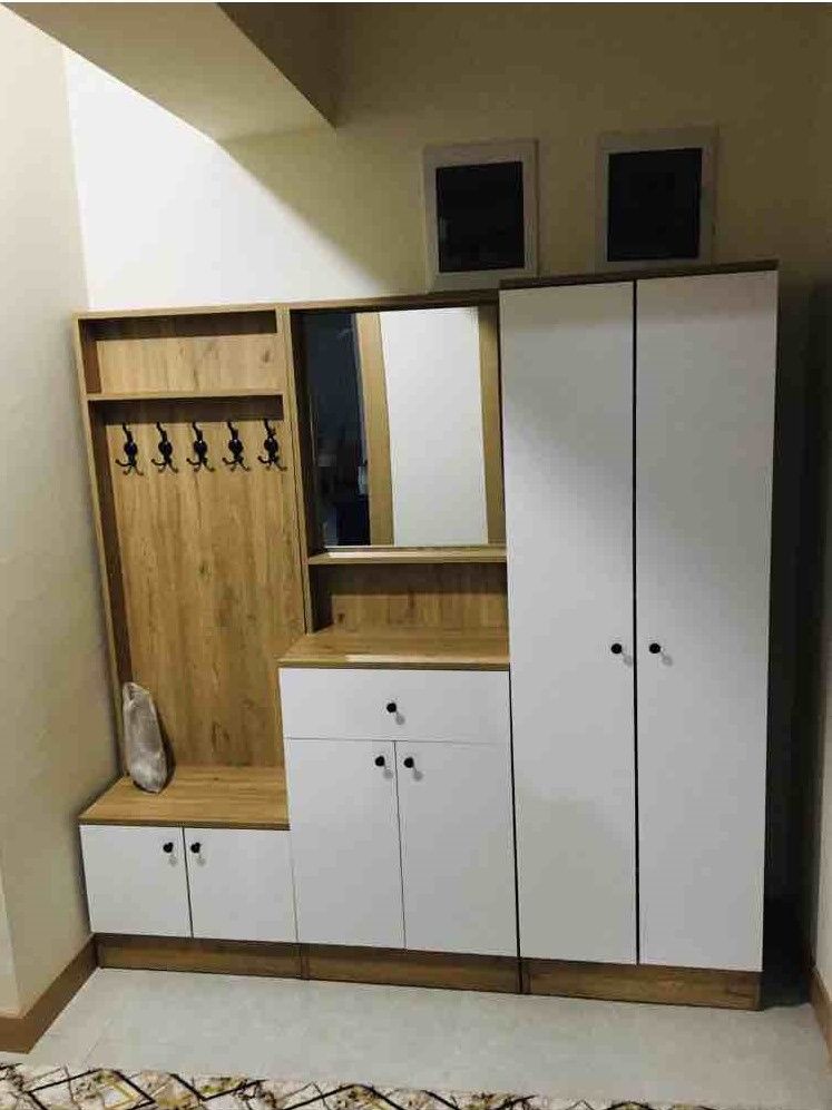 Customer photo review of Rani P6 Modern Çekmeceli Aynalı Raflı Portmanto Ayakkabılık Vestiyer Sepet Ceviz - Beyaz M2