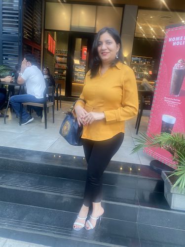 Customer photo review of Collared V Neck Full Sleeve Top - Mustard