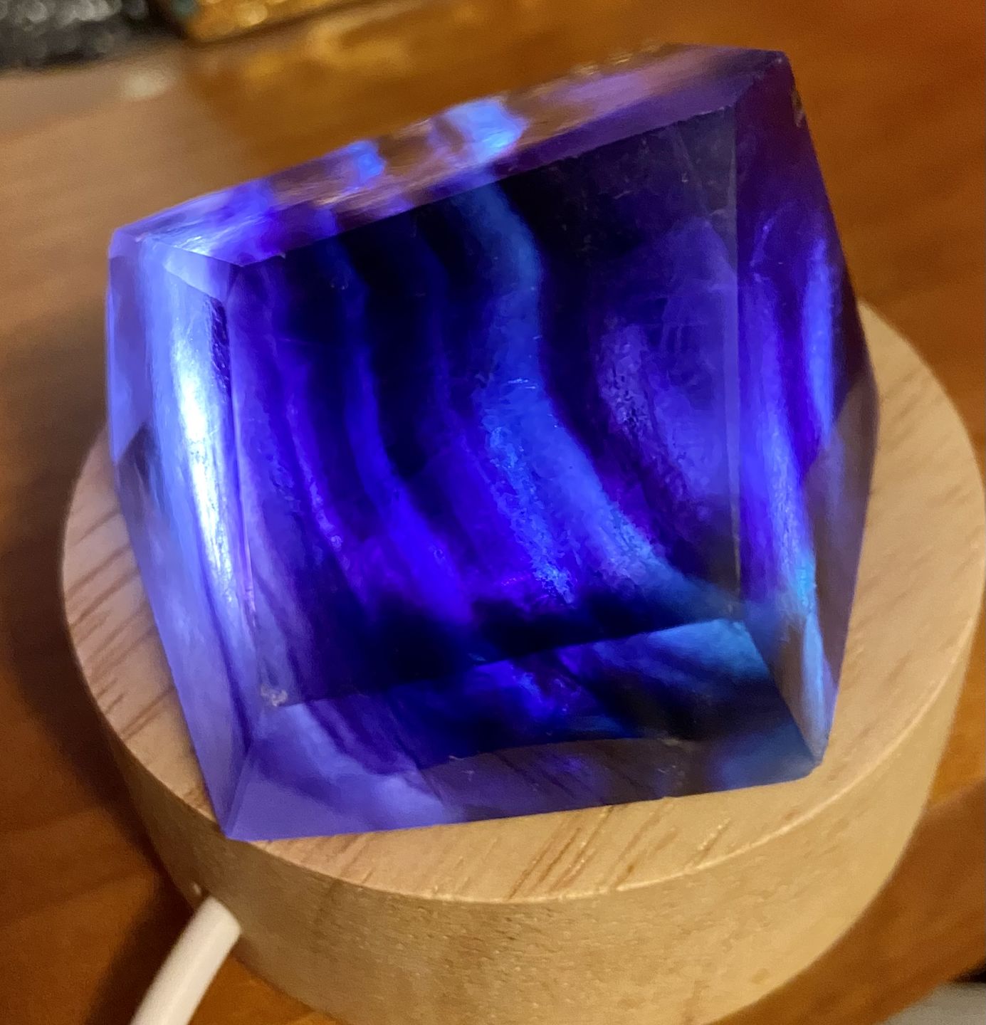 Customer photo review of Minimalistic Rainbow Fluorite Crystal Lamp
