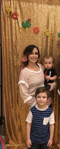 Customer photo review of Brigitte Brianna Striped Ruffle Sleeve Sweatshirt