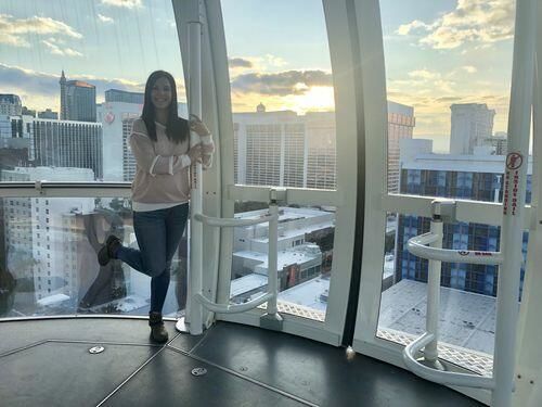 Customer photo review of Brigitte Brianna Striped Ruffle Sleeve Sweatshirt