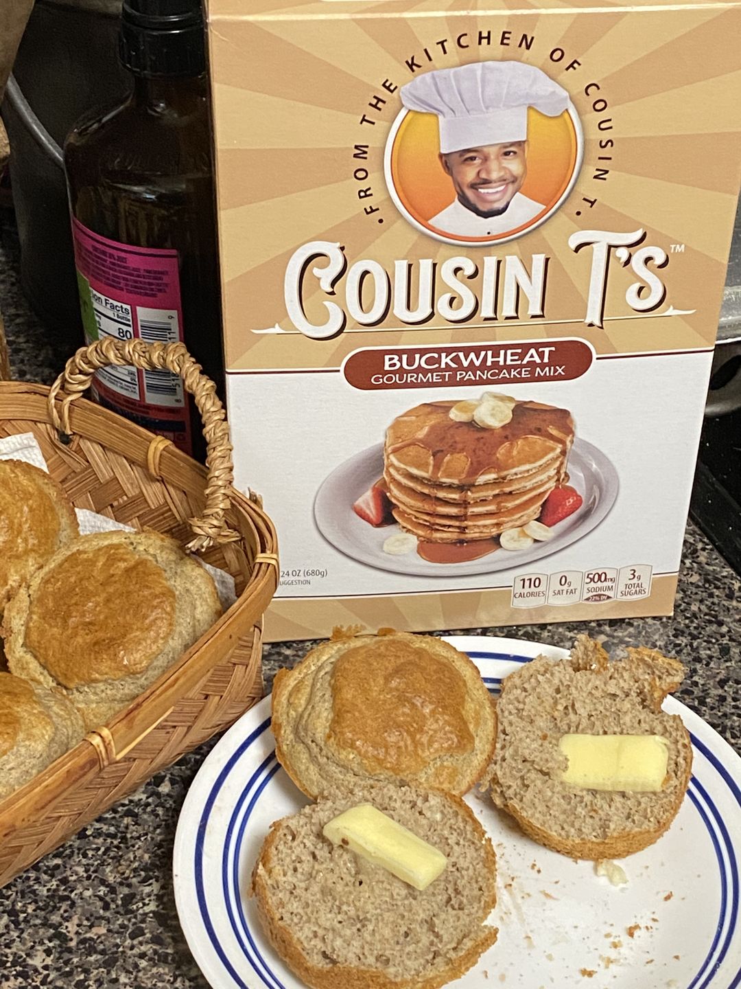 Customer photo review of Cousin T's Buckwheat Gourmet Pancake Mix (2 Pack)