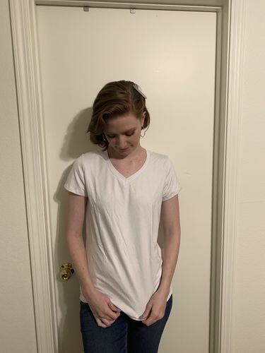 Customer photo review of Brigitte Brianna Favorite V-Neck Basic Tee