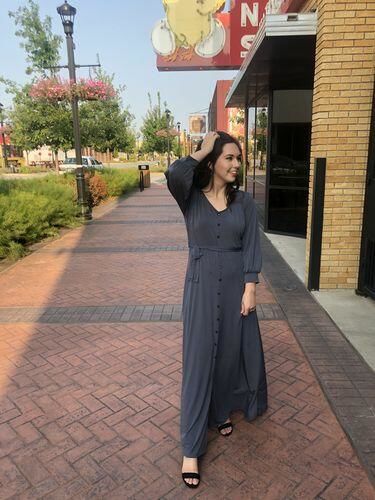 Customer photo review of Brigitte Brianna V-Neck Maxi Dress