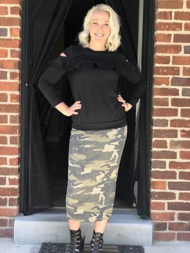 Customer photo review of Brigitte Brianna Ruffle Sweatshirt