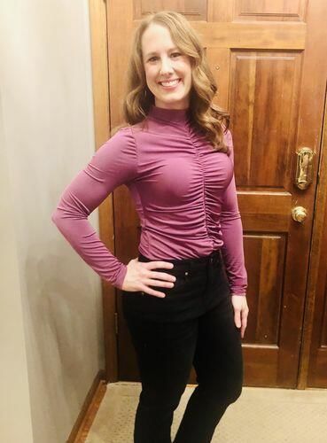Customer photo review of Brigitte Brianna Ruched Turtleneck