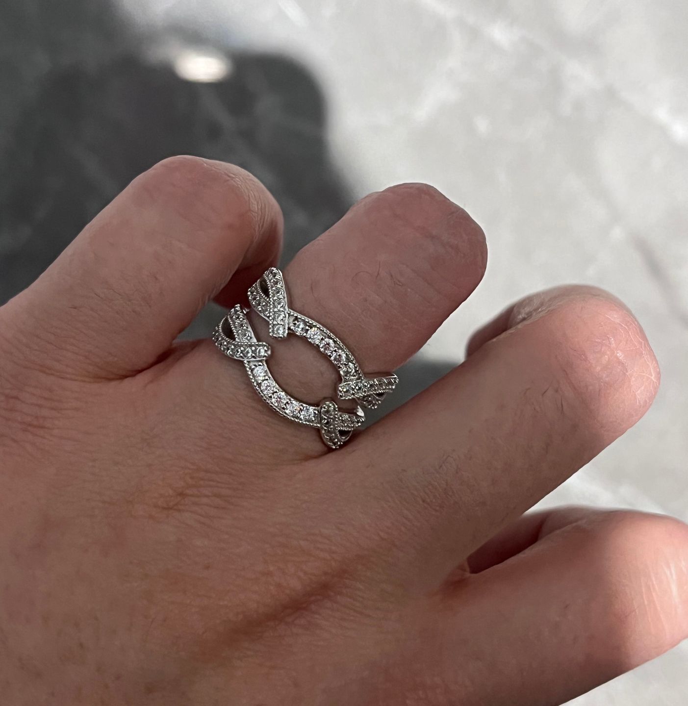 Customer photo review of Louily Vintage Round Cut Jacket Wedding Band For Women In Sterling Silver